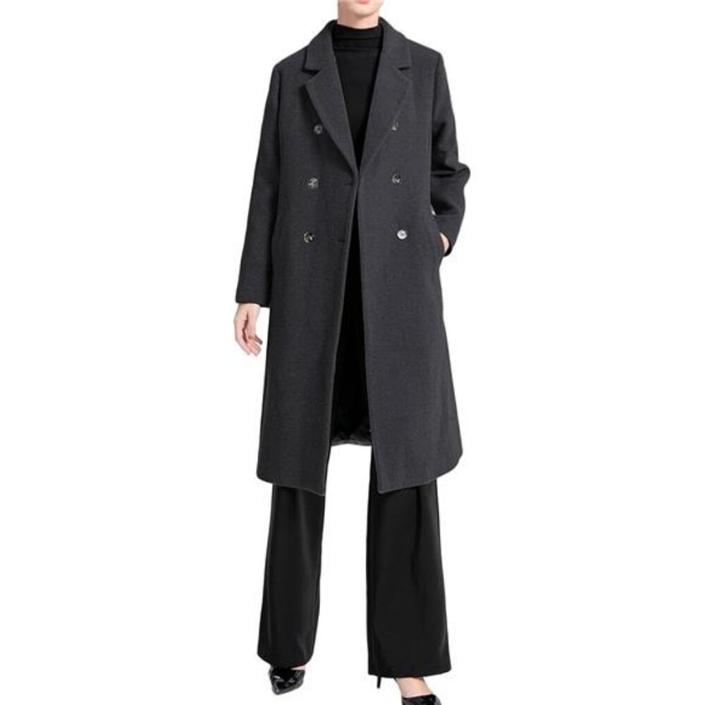 Minibee Women's Wool Trench Coats Warm Winter Pea Coat Double Breasted Mid-Long